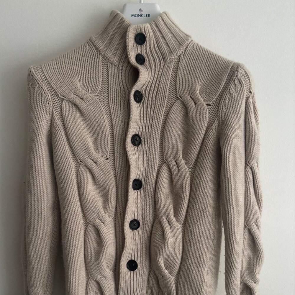 $495 Tomorrowland Tricot Wool Cashmere Cable Knit Cardigan Sweater - XS/Small